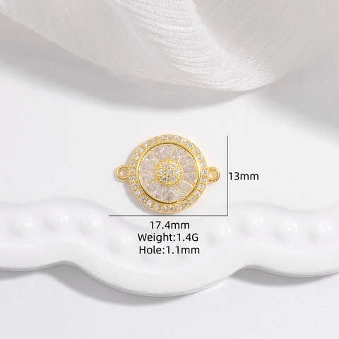 S925 Sterling Silver Zircon Flower Round Jewelry Connector For DIY Bracelet Necklace Making Findings Accessory Shiny
