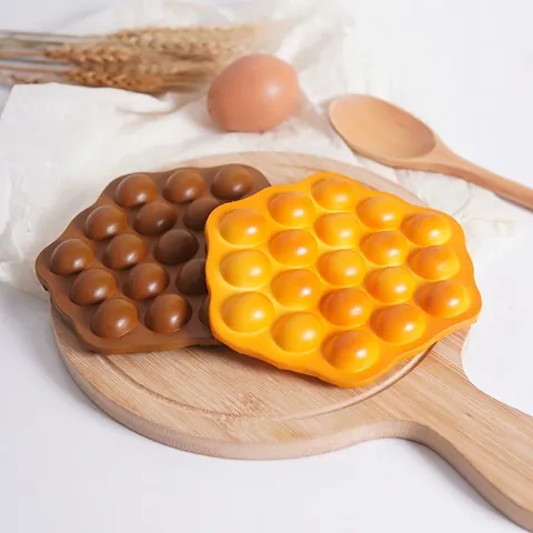 Artificial Egg Waffle Model Simulation Bubble Waffle Food Display Prop PU Foam Hong Kong Snack Toy Decor