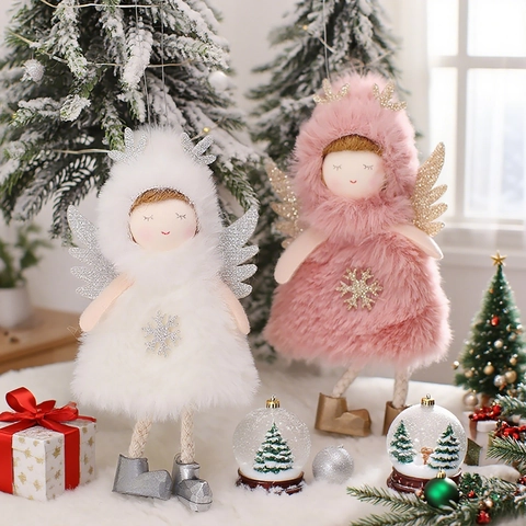Colgante Ángel De Navidad Peluche Adorno Muñeca Alada Piel Sintética Con Astas Para Decoración De Árbol De Navidad Dibujos Animados