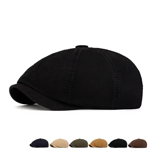 Hombres Retro Algodón Gorra De Vendedor De Periódicos Ajustable Vintage Estilo Británico Plana Sombrero