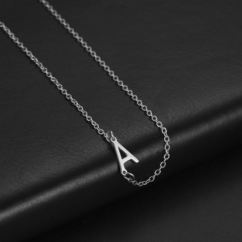 Minimalist Stainless Steel 26 Alphabet Initial Letter Pendant Necklace For Men Women Simple A-Z Name Fashion Jewelry Gift