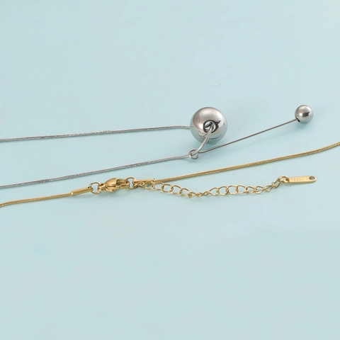Collana A Y In Acciaio Inossidabile 304 Ciondolo A Sfera E Barra Catena A Serpente Gioielli Minimal Donna