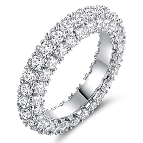 Mikropavé Mehrreihiger Ewigkeitsring Kupfer Zirkonia Mode Hip Hop Ins Stil Band Schmuck Damen