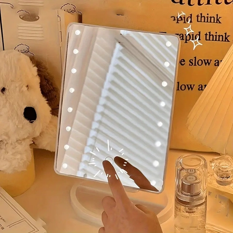 Specchio Da Trucco LED Da Tavolo Con Touch Screen Specchio Di Bellezza Illuminato Dimmerabile ABS Specchio Cosmetico Girevole