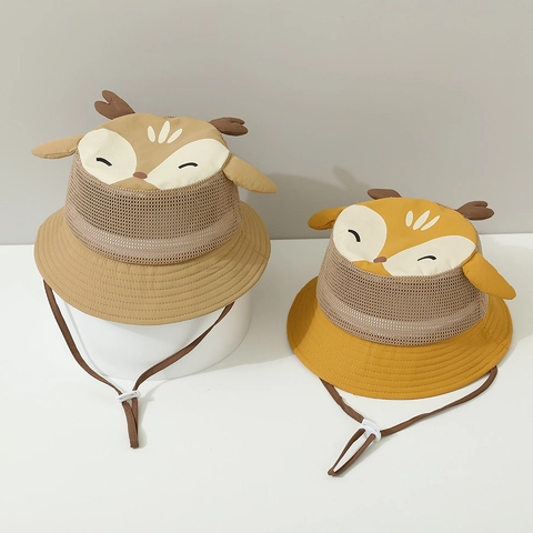 Cappello Da Pescatore Per Bambini Rete Traspirante Protezione Solare Tesa Larga Giraffa Cartone Animato Cappello Da Sole Estivo Per Neonati Con Sottogola Regolabile