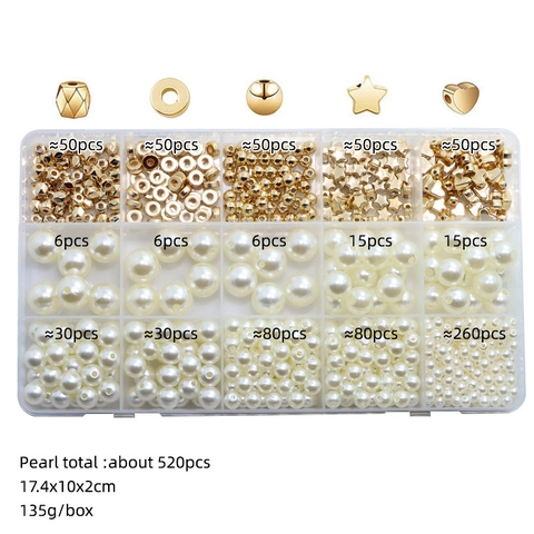 DIY Jewelry Making Beads ABS Faux Artificial Pearls Golden Alloy Star Heart Shaped Spacer Beads For Bracelets Necklaces Crafting