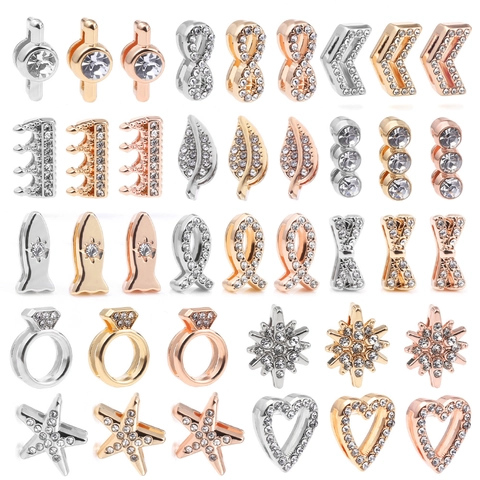 Alloy Strass Schiebeperlen Rechteckiges Loch Für DIY Armband Schmuckherstellung Herz Krone Stern Unendlichkeit Seestern Formen