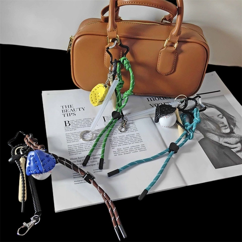 Pendentif Porte-Clés Baseball Rétro Avec Batte En Bois Gant En Cuir Et Corde Tressée Accessoires De Sac Sportifs