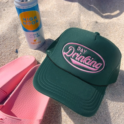 DAY Drinking Embroidery Trucker Hat Mesh Back Adjustable Outdoor Sun Hat Polyester For Men Women