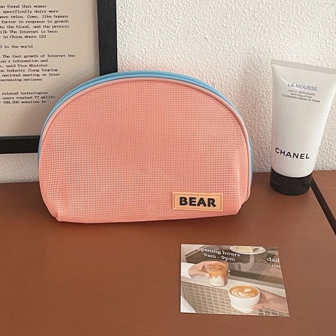 Borsa Da Toilette In Rete Organizzatore Da Viaggio Nylon Griglia Pochette Trucco Portatile Cerniera Leggero