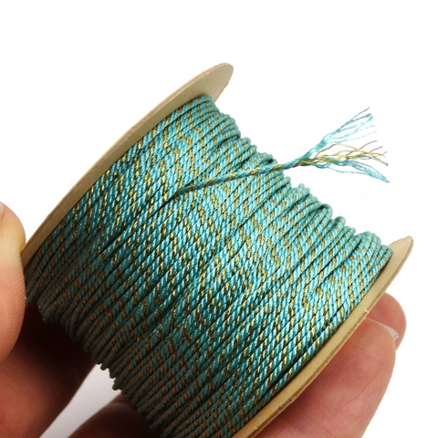 Braided Jewelry Cord With Metallic Gold Thread Non Elastic String For DIY Bracelet Necklace Tassel Making Hand Twisted Colorful