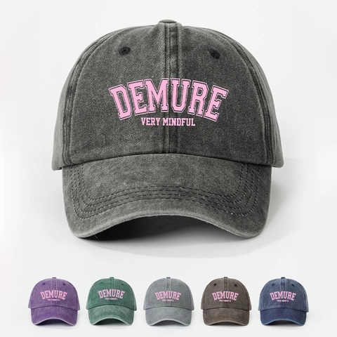 Gorra De Béisbol Lavada Retro Sombrero De Sol Demure Very Mindful Estampado Letras Ajustable Transpirable Casual Exterior