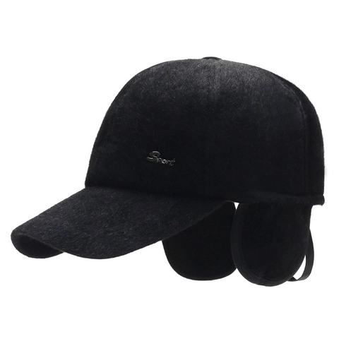 Gorra De Béisbol De Piel Sintética Para Hombre Invierno Cálida Gruesa Resistente Al Viento Casual Con Logotipo Sport De Metal Ajustable