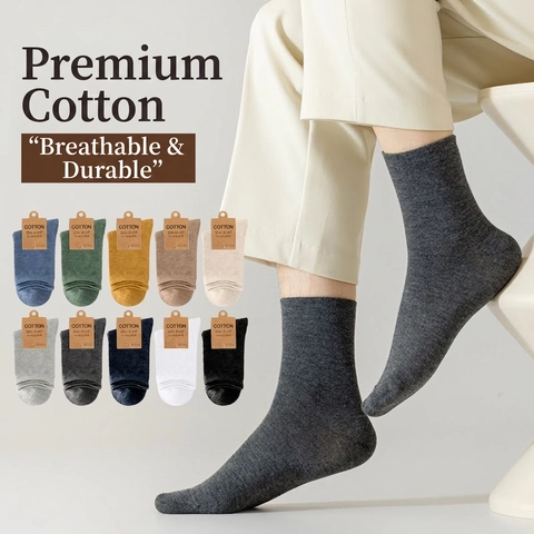 Crew Socks Cotton Wool Blend Retro Solid Color Breathable High Elasticity Casual Mid Calf Men Women
