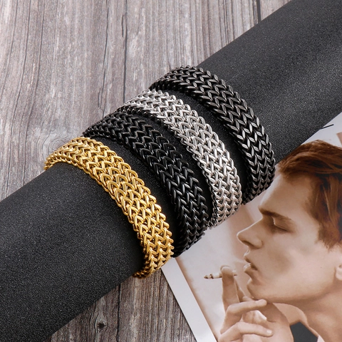 Stainless Steel Braided Wheat Chain Bracelet With Magnetic Clasp Wide Industrial Style Retro Men Bangle Jewelry