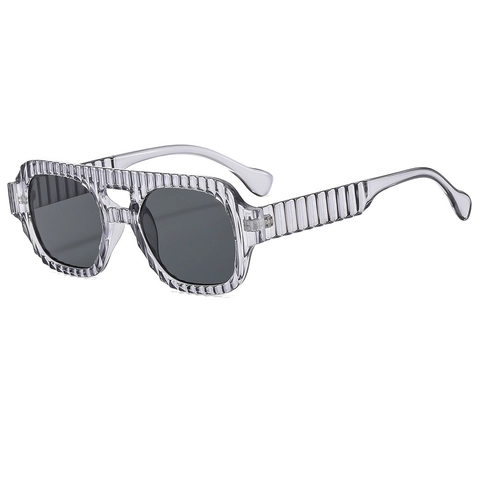 Occhiali da Sole Aviator con Texture a Costine Retrò per Donna Uomo Doppio Ponte UV400 Montatura in PC Quadrata Moda Esterna