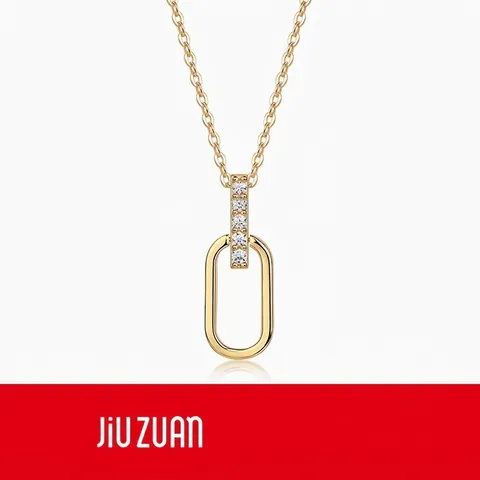 Minimalist Geometric Moissanite Necklace 925 Sterling Silver 18K Gold Plated French Style Oval Loop Pendant For Women