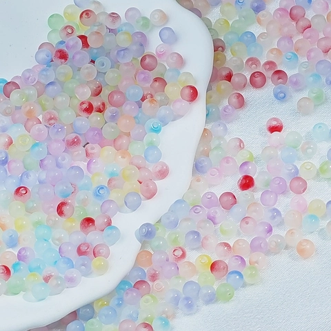 6mm 8mm Gradient Glass Beads Colorful Round Loose Spacer Beads For DIY Bracelet Necklace Jewelry Making Frosted Lampwork Beads