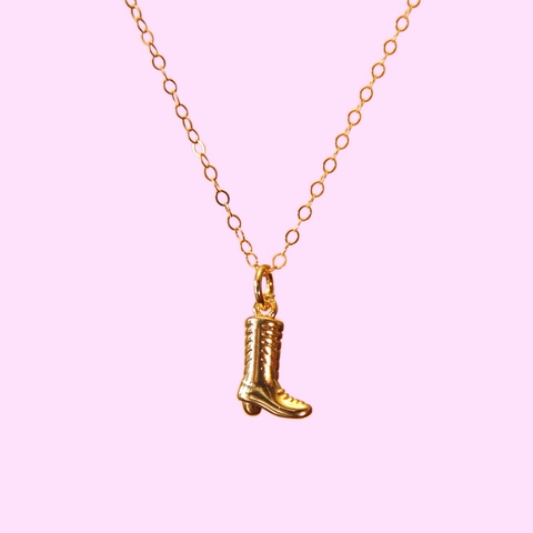 Cowboystiefel Und Hut Anhänger Halskette 18K Vergoldetes Kupfer Vintage Western Schmuck Für Damen