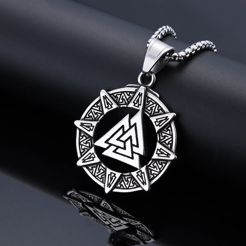 Collana Con Ciondolo Valknut Runa Vichinga Norrena Acciaio Inossidabile Nodo Di Odino Mitologia Vintage Punk Gothic Gioielli Per Uomo