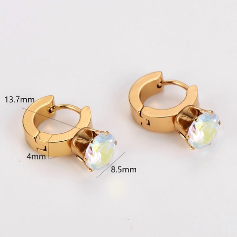 Stainless Steel Zircon Hoop Earrings 18K Gold Plated Geometric Huggie Minimalist Jewelry For Women
