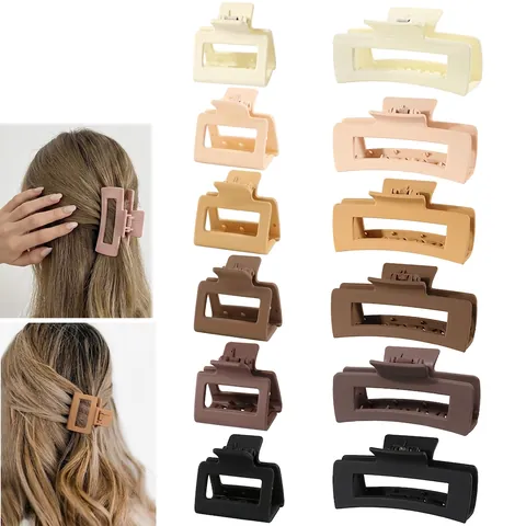 Matte Haarklemmen Vierkant Kunststof Hol Haai Clip Antislip Sterke Grip Haarstyling Accessoires Voor Dames Meisjes