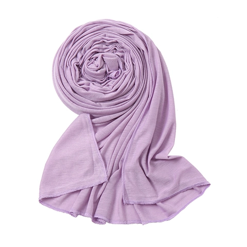 Women Solid Color Jersey Long Scarf Soft Knit Hijab Shawl Stretchy Lightweight Head Wrap