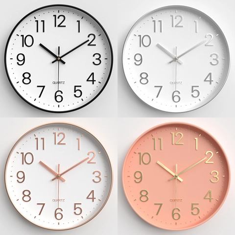 Moderne Minimalistische Wandklok Stil Quartz Uurwerk Rond Plastic Met Glazen Deksel Home Office Decor Tijdwaarnemer