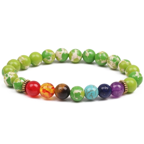 7 Chakra Healing Natural Imperial Jasper Beaded Bracelet For Men Women Handmade Elastic Meditation Yoga Natural Stone Jewelry