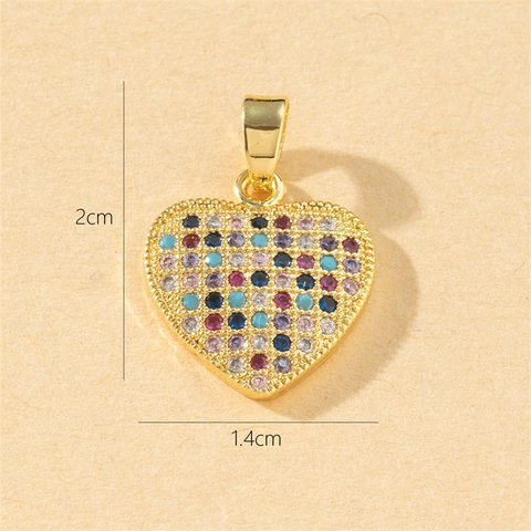 Herzanhänger Kupfer Zirkon Bunt Micro Pave Romantisch DIY Schmuckzubehör Für Damen