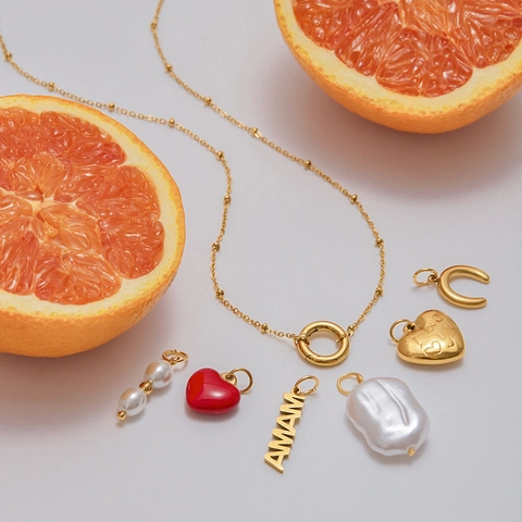 Collana In Acciaio Inossidabile Placcato Oro 18K Con Perla Artificial Smalto Cuore Lettera Mama Ferro Di Cavallo Ciondoli Gioielli Da Donna
