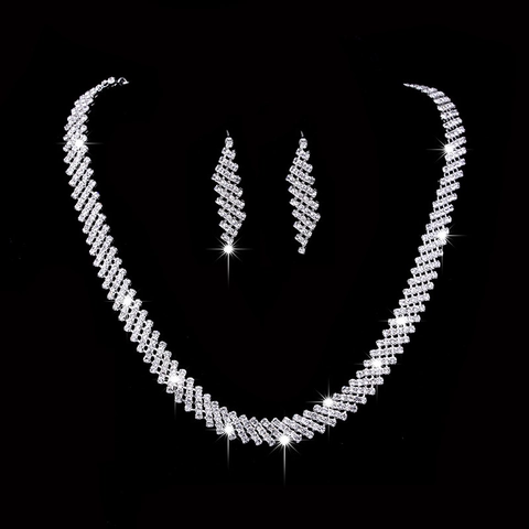 Gioielli Da Sposa Con Strass Collana Orecchini Bracciale Per Donna Matrimonio Festa Rame Tono Argento Zircone Lucido Lusso
