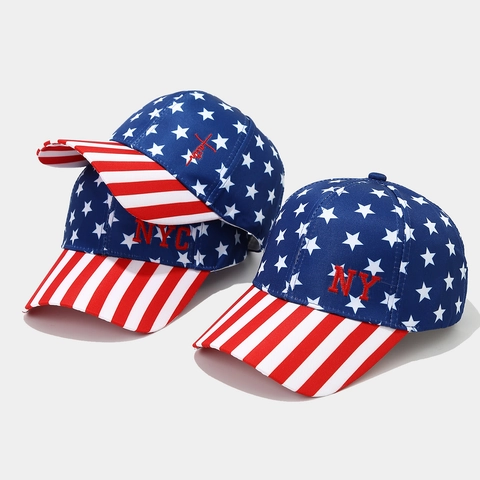 American Flag Baseball Cap Stars And Stripes Pattern Embroidered Lettering Adjustable Polyester Cotton Curved Brim Dad Hat