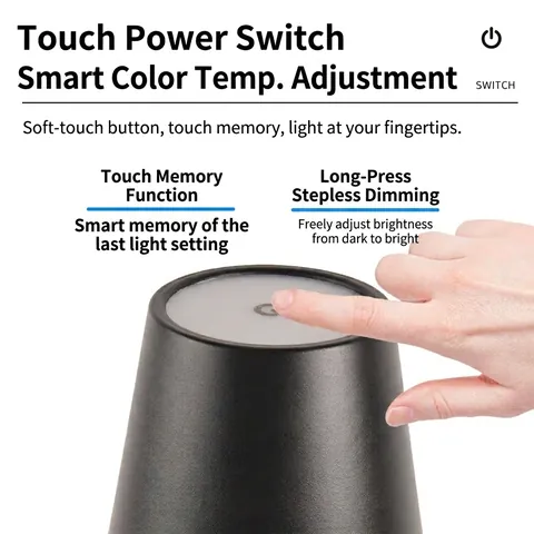 LED Tischleuchte Metall Acryl Wiederaufladbar Schnurlos Touch-Steuerung Stufenloses Dimmen Höhenverstellbar Moderner Stil