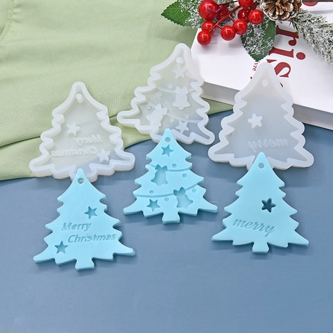 Christmas Tree Silicone Mold DIY Resin Crafting Cake Baking Festive Merry Christmas Lettering Star Bell Patterns