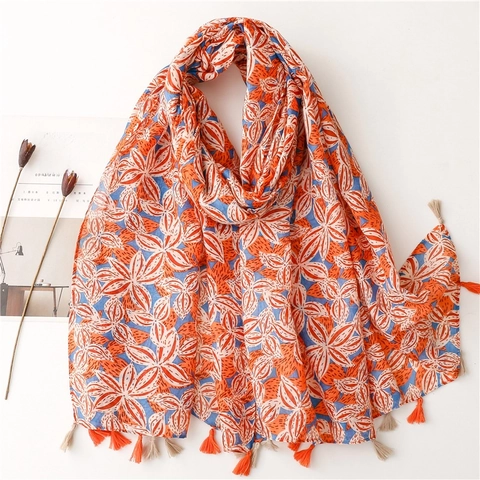 Sciarpa Floreale Leggera In Voile Scialle Parasole Con Nappine Primavera Estate Viaggio Accessorio Elegante Per Donna