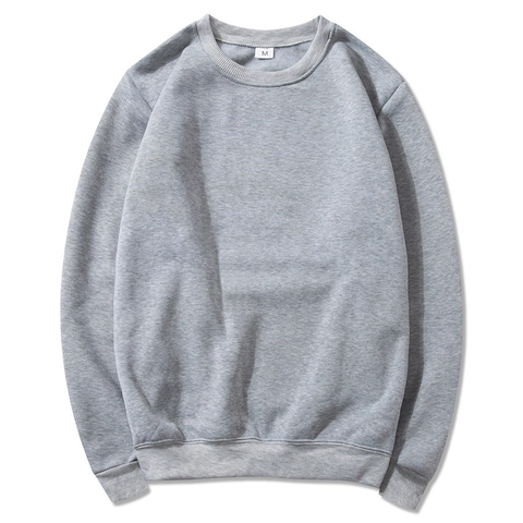 Mens Crewneck Sweatshirt Long Sleeve Solid Color Fleece Casual Sports Basic Pullover Top Clothing