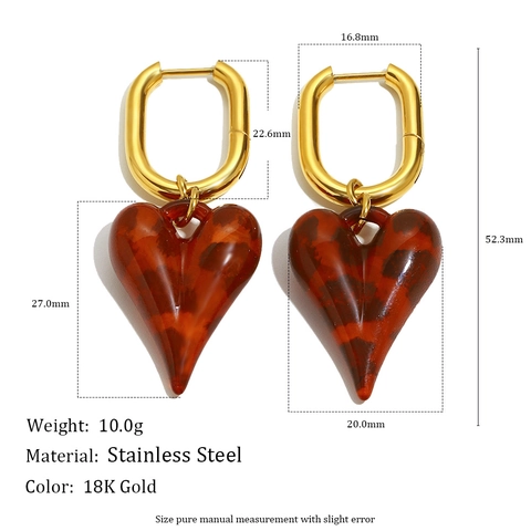 U-Vorm Hart Hanger Oorbellen 18K Verguld Roestvrij Staal Acryl Luipaard Schildpad Retro Voor Dames