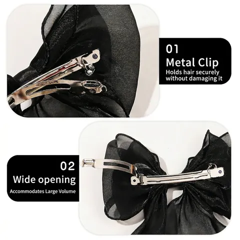 Grande Barrette À Cheveux Noeud En Organza Avec Longs Rubans Fée Élégante Maille Translucide Pour Femmes Filles