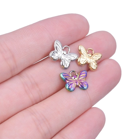 Colgantes Mariposa Acero Inoxidable Galjanoplastia Al Vacío DIY Accesorios Joyería Para Collar Pulsera Estilo Nicho