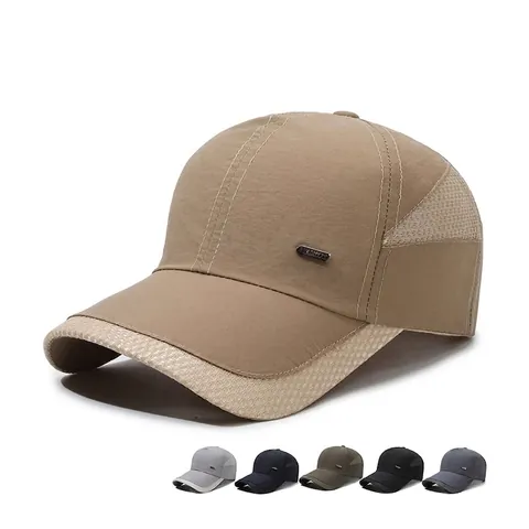 Casquette De Baseball Séchage Rapide Mesh Respirant Protection Solaire Extérieur Ajustable Chapeau Sport Avec Plaque Métal Homme