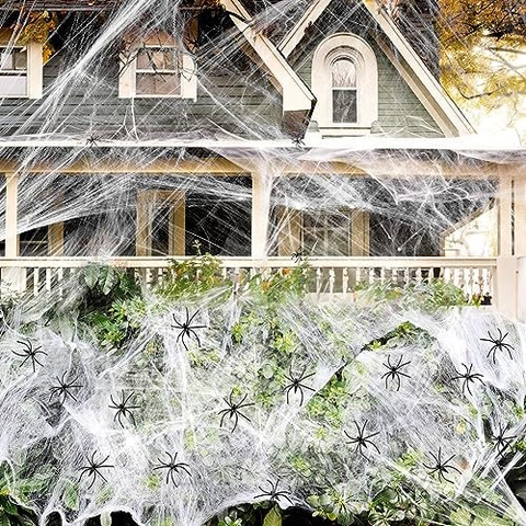 Halloween Spinnennetz Dekoration Mit Kleinen Plastikspinnen Dehnbar Wiederverwendbar Gruselige Innen Außen Party Requisite