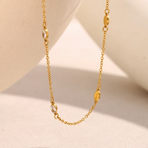 Marquise Zircon Necklace Stainless Steel 18K Gold Plated Elegant Dainty Jewelry Daily Fashion Accessories For Women