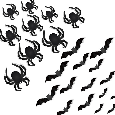 Halloween Wandaufkleber 3D Fledermaus Spinne Schwarzes Kartenpapier DIY Stereo Party Feiertag Dekoration Aufkleber