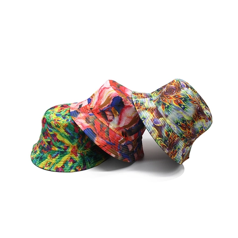 Tie Dye Bucket Hat Polyester Cotton Abstract Print Sun Protection Outdoor Summer Hip Hop Unisex Reversible Sun Hat