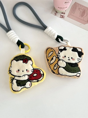 Cartoon Katze Plüsch Tasche Charm Bestickter Kätzchen Anhänger Mit Geflochtenem Seil Für Rucksack Schlüsselanhänger Dekoration Süßes Geschenk