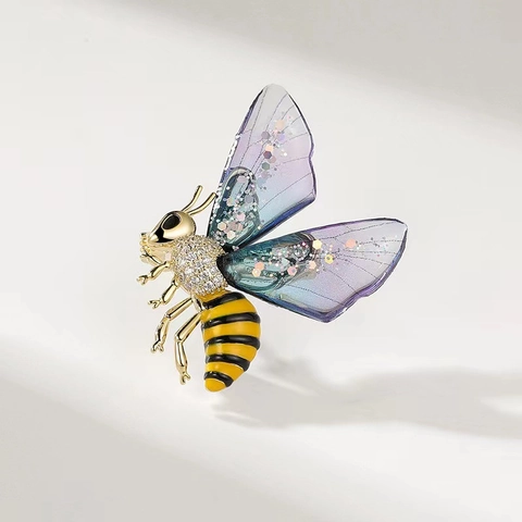 Elegante Bienen Brosche Legierung Strass Emaille Insekten Brustnadel Für Damen Anzug Mantel Revers Dekoration Vintage Schmuck