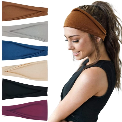 Diadema Deportiva De Color Sólido Banda Para El Cabello De Tela Elástica Que Absorbe El Sudor Para Yoga Correr Fitness Unisex
