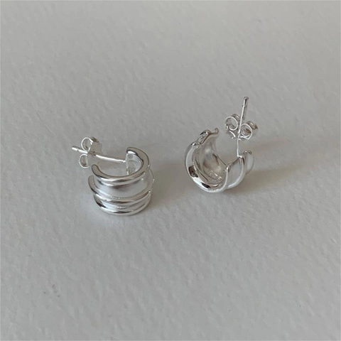 925 Sterling Silber Creolen Minimalistische Mehrlagige Gewölbte Ohrstecker Für Damen Schicker Schmuck