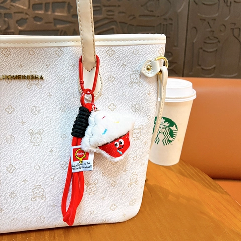 Creative Plush Food Keychain Cute Burger Cookie Donut Sandwich Ice Cream Toast Hanging Ornament Schoolbag Car Key Ring